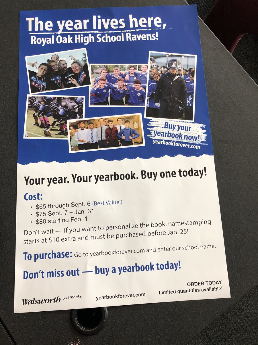 Remember to purchase your yearbook before Friday for $65!! The price INCREASES after that. Go to yearbookforever.com