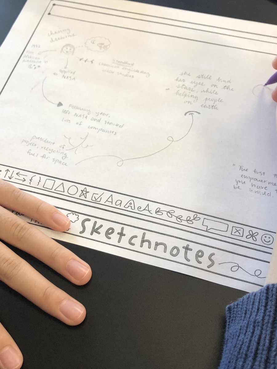 McCordScience5's tweet photo. Trying a new way of taking notes....SketchNotes! The kids did great and I was so excited to see their choice in how they developed their notes and the connections they made with the content! A great tool found at High Aims! #highaims #sketchnotes @MMScomets https://t.co/91QP5vtbgD