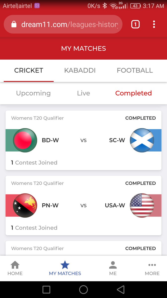 lephthanders's tweet photo. @Dream11 I join today league of WQ matches
USAWvsPNGW 
BDWvsSCW with 1 team each match 
But after results 
.You have not join any contest.
Before that it's showing 1 contest joined but after click as picture shows https://t.co/Qj3SNFDQPs