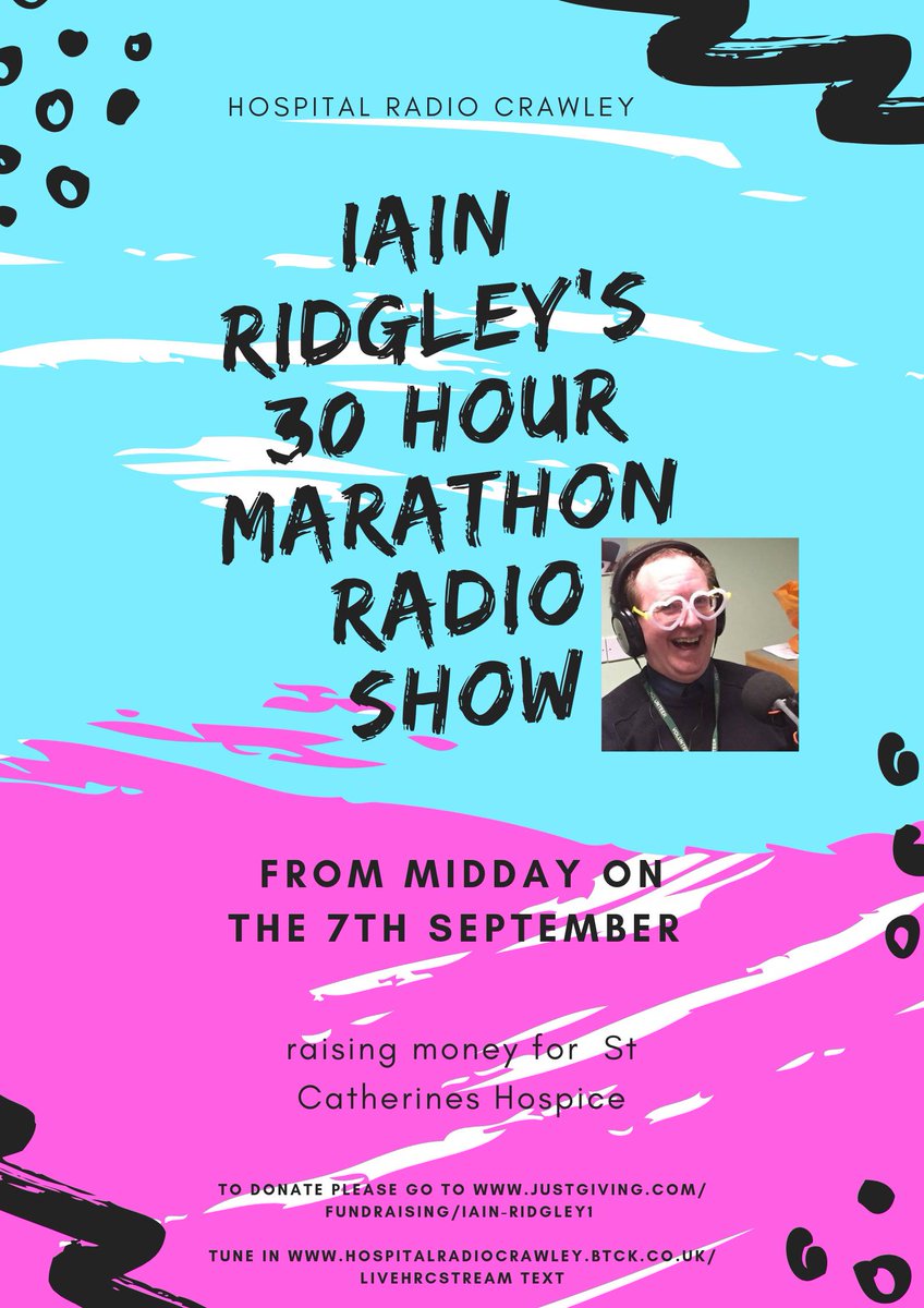 IainRidgley's tweet photo. This weekend @HRC1287AM from Midday on Saturday until 6pm on Sunday raising money for @StCHospice Loads of Live Music and Special Guests popping in over the weekend.  Please give generously and hope you will tune in over the weekend https://t.co/Z2nWHwlGqJ