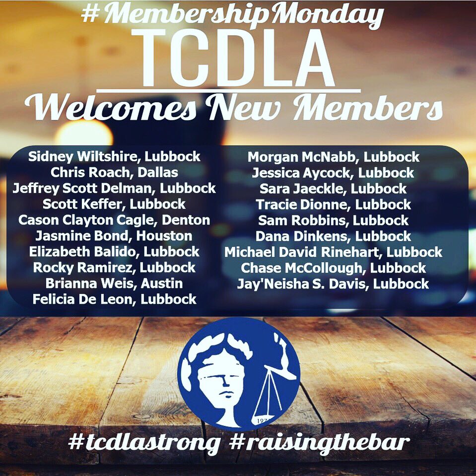 tcdla's tweet photo. Membership Monday is welcoming all the new #TCDLA warriors with #tuesdayvibes!! #holidaymonday #laborday #raisingthebar #tcdlastrong https://t.co/RORgAa7yRy