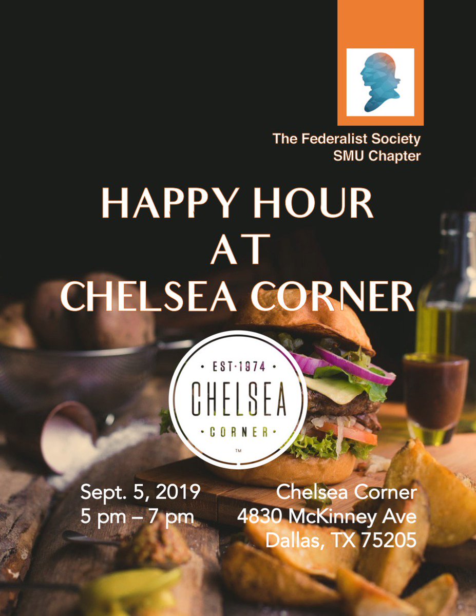 Tonight!! Come by Chelsea Corner from 5 pm to 7 pm for our Chapter Happy Hour. It's going to be great, come one come all!
 🌃 🍹🍺🍷🎉