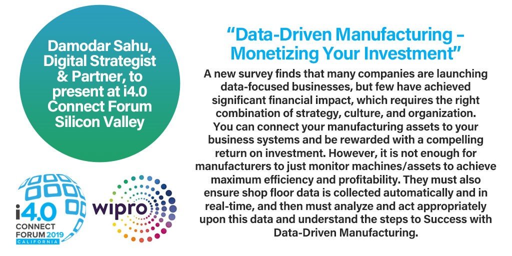 Looking forward to speak @ i4.0 Connect Forum Event | California 2019 | Location | Fremont Marriott Silicon Valley
@i40Today 
#DataDrivenManufacturing #IIoT #industryx0 #industry40
 
i40connectforum.com