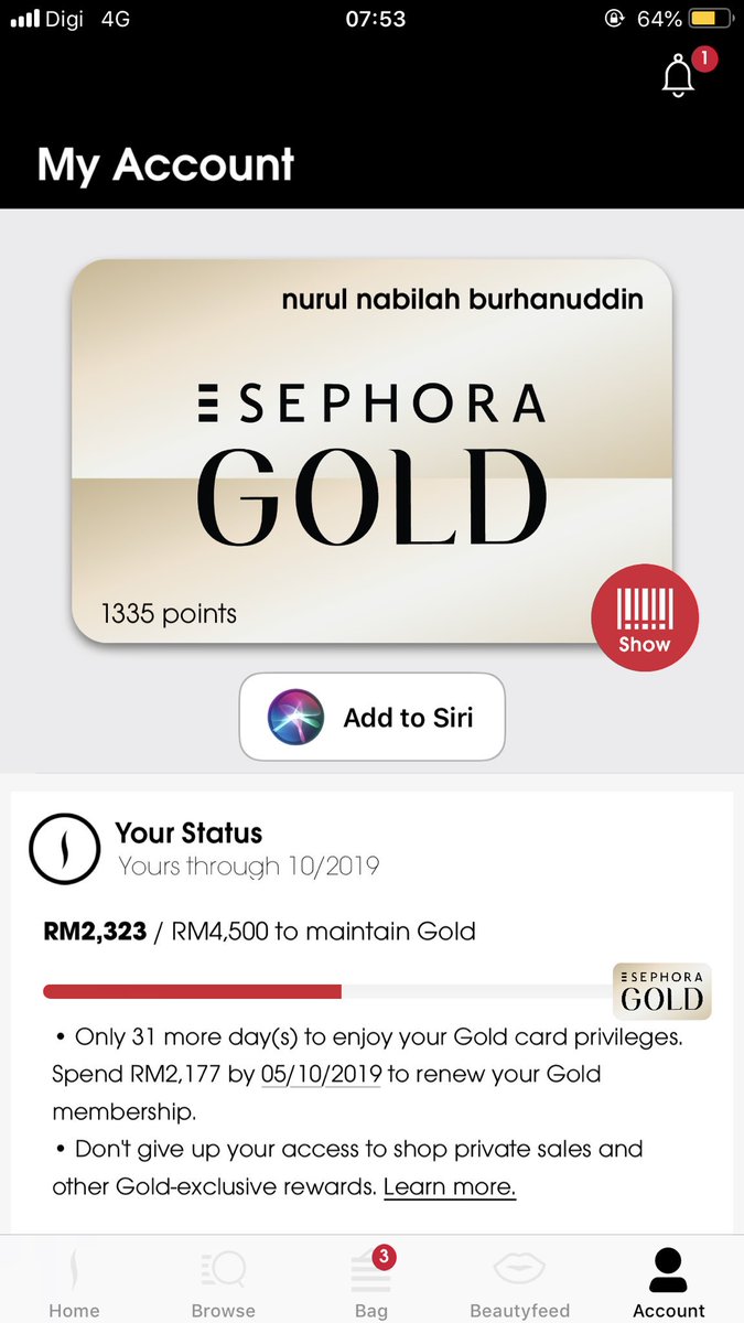 Hi friends, im still halfway to maintain my gold card status so if you want to buy anything from sephora im happy to purchase online  for you. But if u prefer store purchase, dm me for my card details! 20% off storewide. #sephorasale @RiceDollsMY and no service charge ok🤣