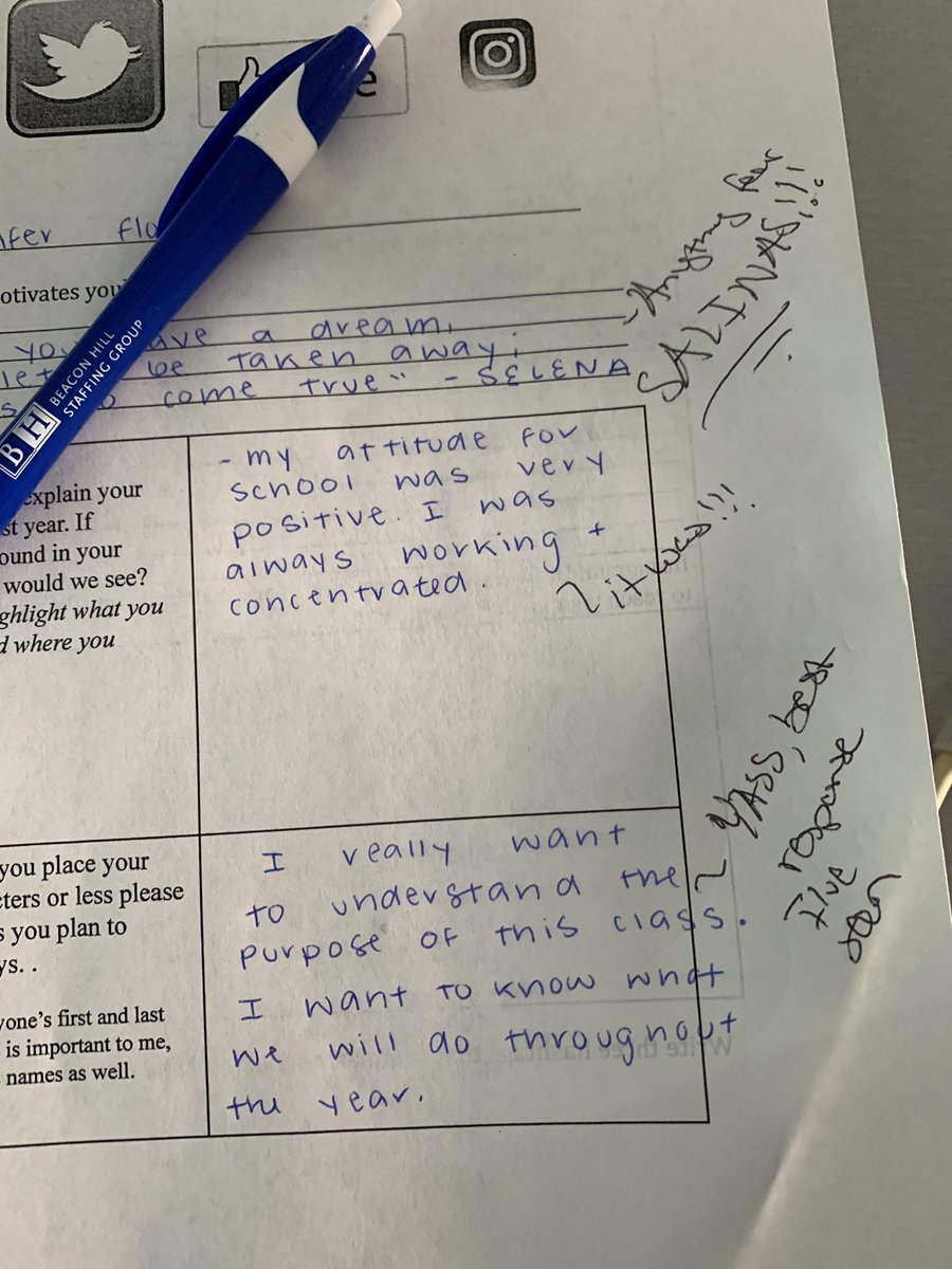 decentgriffin's tweet photo. Students will keep you honest if you let them! Had the pleasure of reviewing #studentgoals for sophomore seminar course. And they wanted to know the purpose behind this course before creating goals! #beginwiththeendinmind https://t.co/9466p3SJud