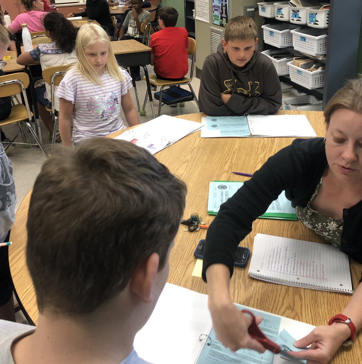 Stuartbulldogs's tweet image. Got to pop into a 5th grade class today, just in time for #DataBinder and goals review. Notice @CMeltonTN is clipping off a portion of this young man’s goal sheet? I know what that means... another goal met, another #BulldogBuck earned! Way to go 5th grade!!!