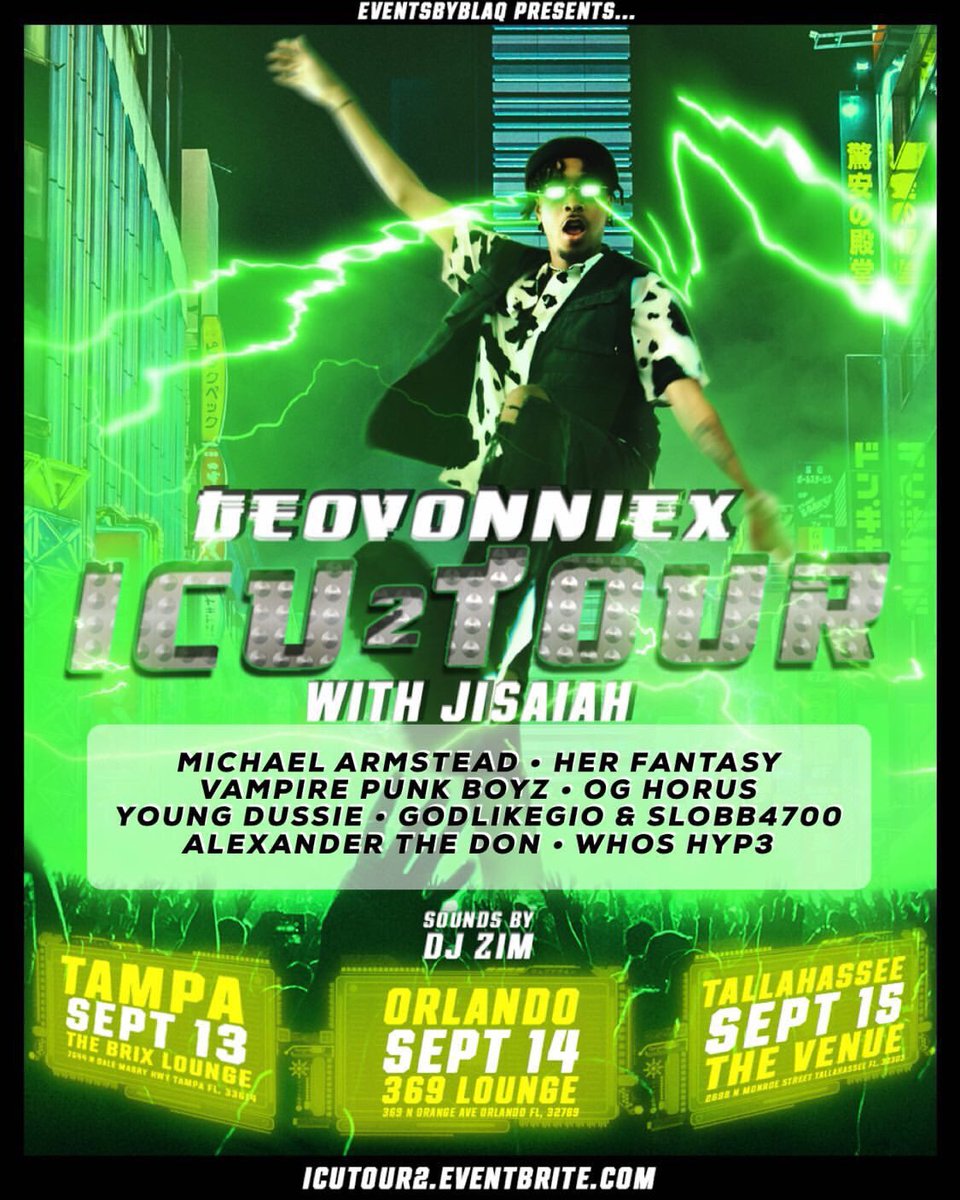 TheDonAlexander's tweet photo. If you in either of the cities Tampa, Orlando, or Tallahassee! I will be out there performing live along with these other great artist #ICUTour https://t.co/xsWESqNzk1