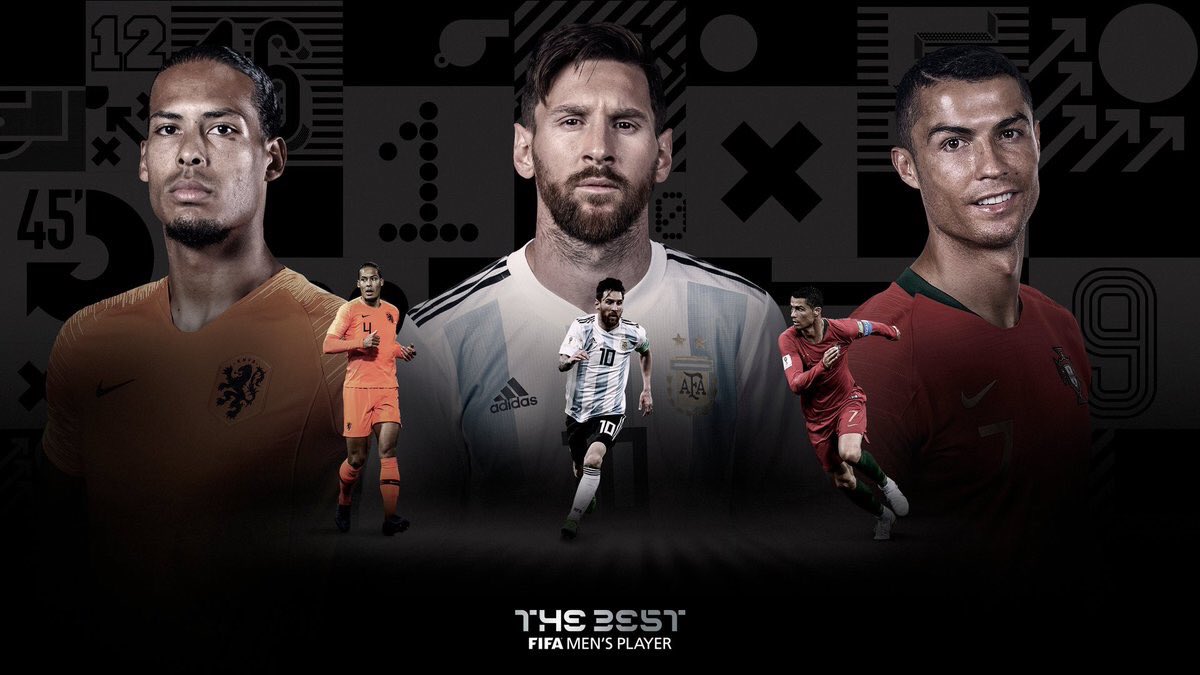 FutWorld_Mx's tweet photo. Los nominados al Premio FIFA #TheBest Jugador del año:

🇵🇹 Cristiano Ronaldo
🇦🇷 Lionel Messi
🇳🇱 Virgil van Dijk https://t.co/EGZNlMOgl3