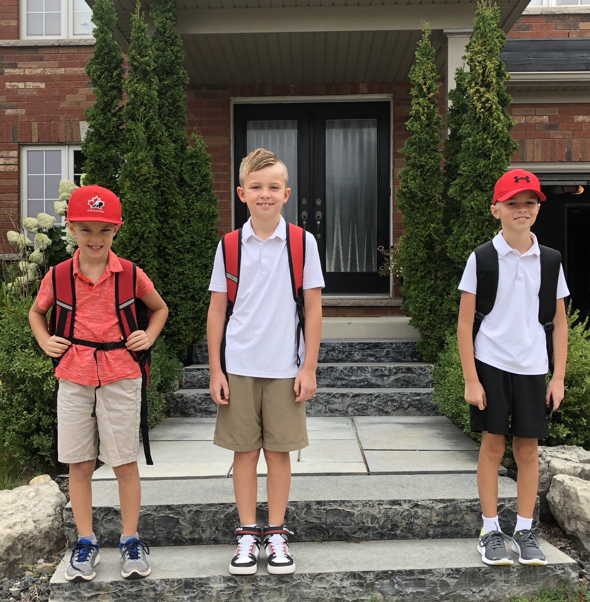 Fernandes4s's tweet photo. First day of Grade 6, 5 and 3 for these boys! #WCDSBFirstDay https://t.co/G01alUQVNb