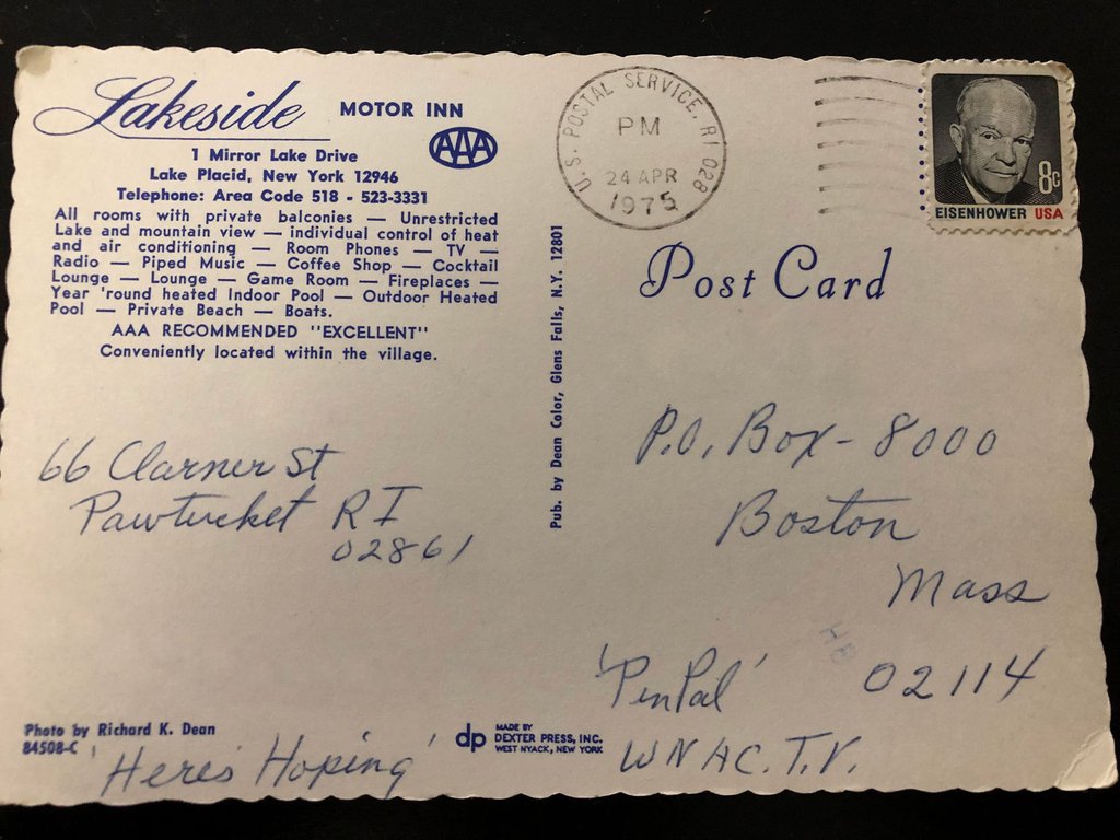 LakeHouse_LP's tweet photo. When traveling in Maine, one of our neighbors came across this blast from the past. Do you still send postcards?
(Names have been removed for privacy.) https://t.co/fPcKCWdlgD
