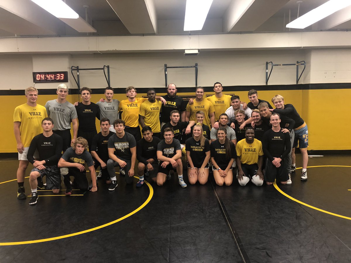 VilleWrestling's tweet photo. Big thanks to Ville Cheer for working with us on our tumbling skills. #MarauderPride #GreaterThan https://t.co/nu07vJKAf6
