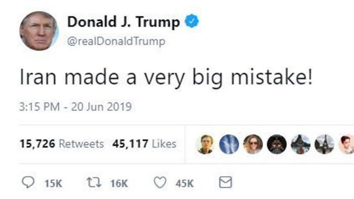 9Ismaheel's tweet photo. When Iran shot down America spy drone earlier this year, Donald trump lament on twitter within an hour, bcz of an ordinary drone not to talk of humans life #WeNoGetPresident #SayNoToXenophobicAttacks but baba keep sending envoy and love letter. #Nigeria https://t.co/OtISS4jlvv