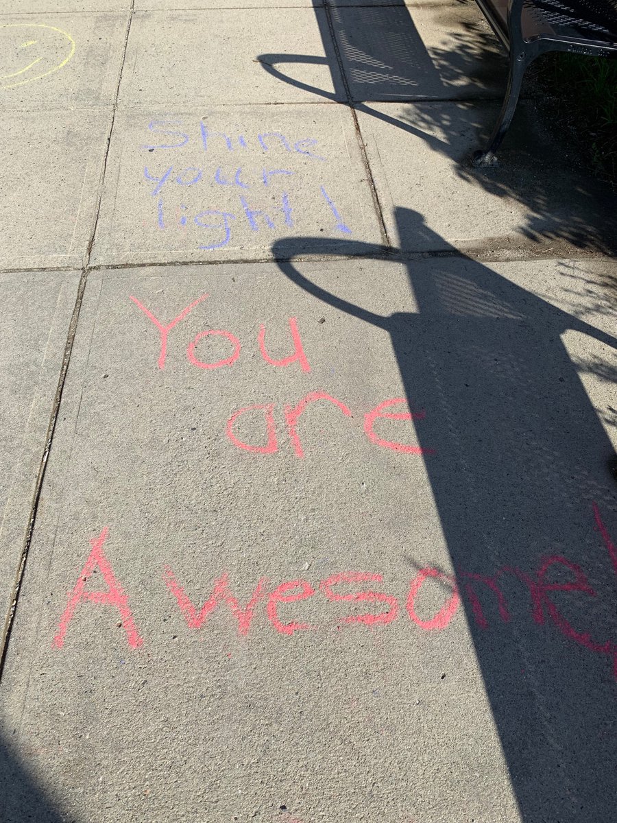 Staff left positive messages for students to read on our sidewalk this morning! #culturize #positivity #elementary #studentsmatter