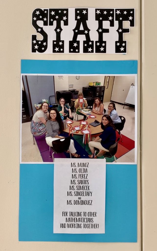 KirstaJenne's tweet photo. Our Mathematician of the Month board is ready for September nominations! Our first nod goes to our staff members who worked collaboratively to recognize outstanding math classroom environments - teachers are mathematicians too! 🎉#MathematicianOTM #MathematizeChat #PISDMathChat https://t.co/3C9CauftYQ