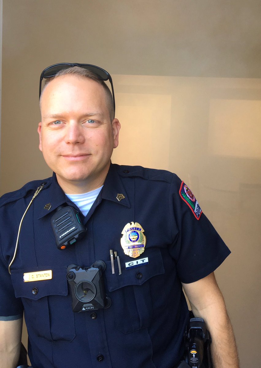 OSUPOLICE's tweet photo. OSUPD is celebrating Sgt. Chad Stanton’s 20 year law enforcement anniversary. Congrats Chad! Thanks for everything you do for us! #GlowUpChallenge #betterwithage #likeafinewine @OhioStateATI https://t.co/gUEAodv4g6