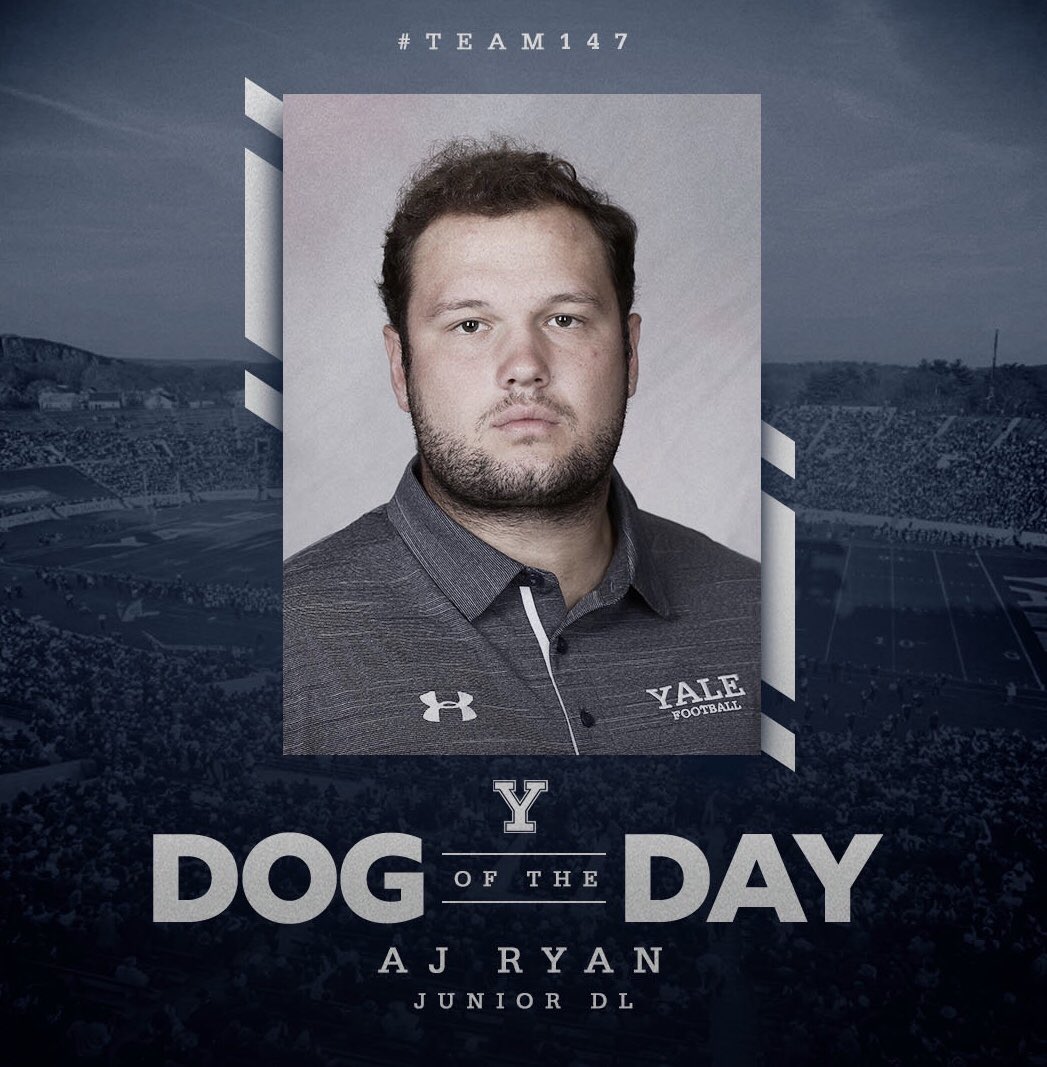 𝐃𝐨𝐠 𝐨𝐟 𝐭𝐡𝐞 𝐃𝐚𝐲: AJ Ryan 

#ThisIsYale | #Team147