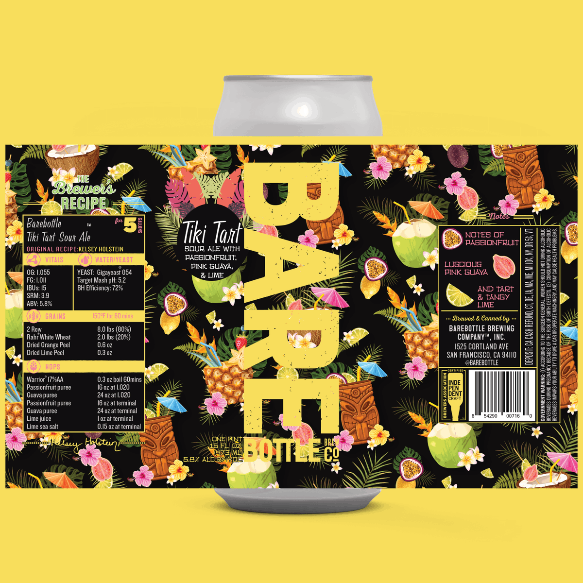 **Tiki Tart**
Kettle Sour
5.8%ABV
 Ancient Polynesian and Hawaiian cultures, worshiped their deities by carving elegant tiki statues, so we chose to worship the beer gods with a tropical sour. Passion fruit, Guava, &amp; lime. More fruit per barrel than anything we’ve made before.