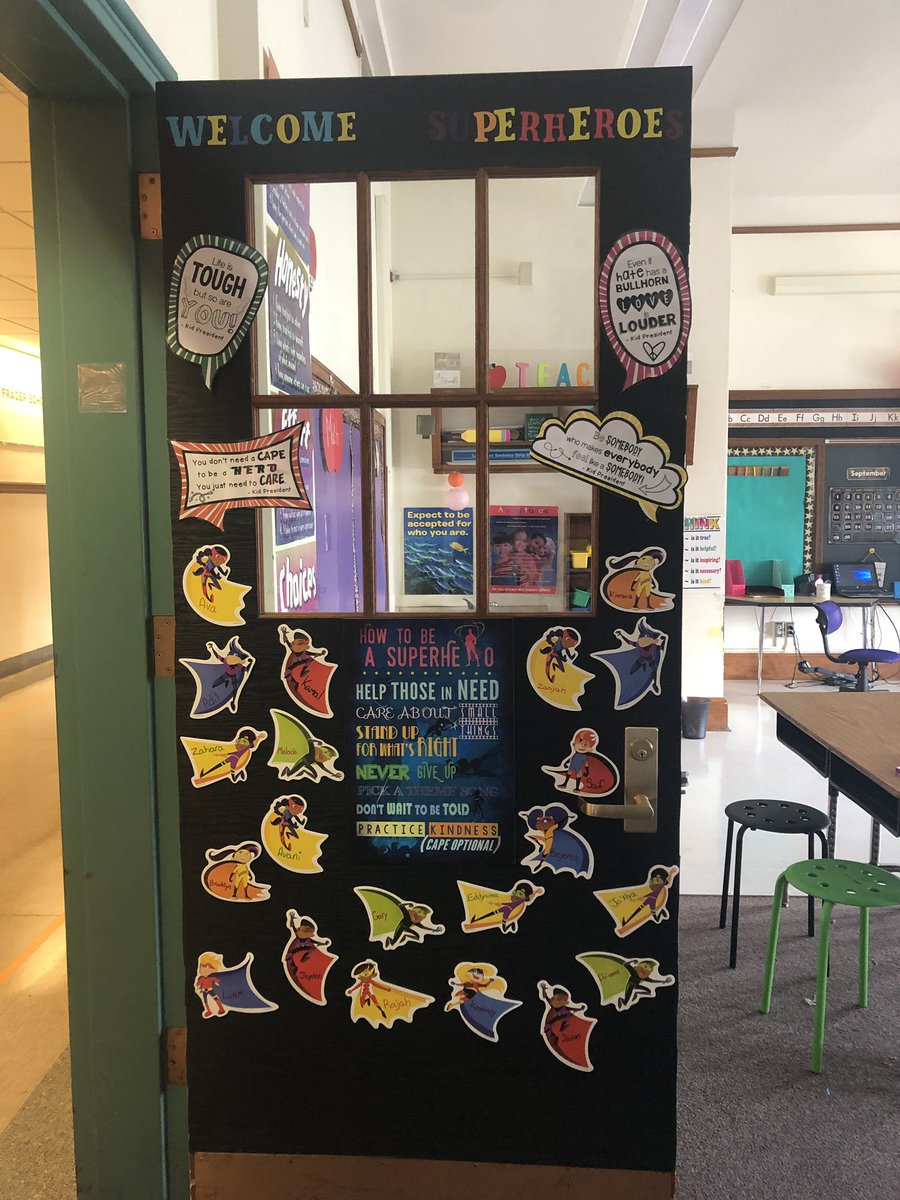 Mrs__Olsen's tweet photo. Finished my classroom door today and we had open house!! Excited for the first day of school on Thursday! https://t.co/XmLavC4tvV