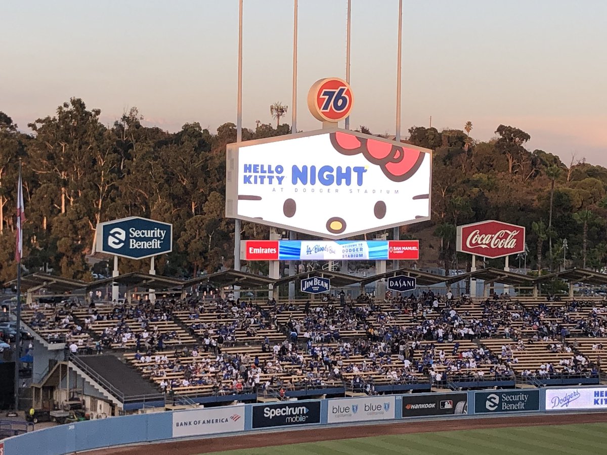 dragonal's tweet photo. Hello Kitty Night at Dodger Stadium https://t.co/RXFNzm1S7e