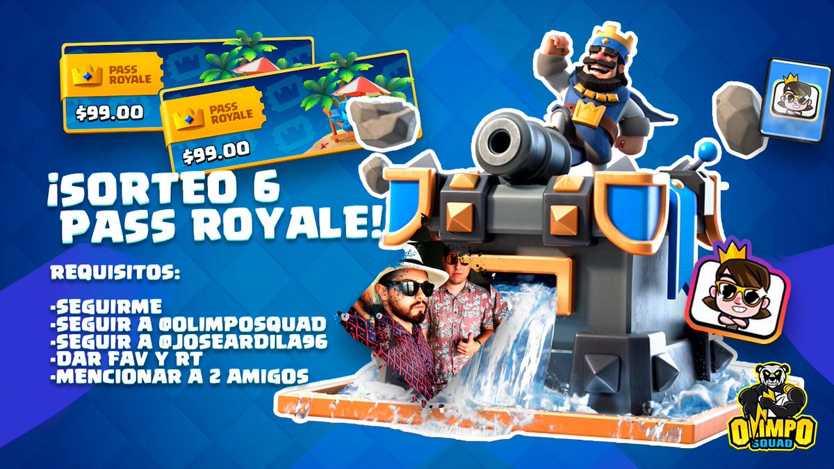 SEGUIMOS CON LOS SORTEOOOS

🤑🔥¡SORTEO 6 PASS ROYALE!🔥🤑

Requisitos:

-Seguirme (<a href="/reyjoseant/">reyjoseant</a>)
-Seguir a <a href="/OlimpoSquad/">Olimpo Squad⚡️</a>
-Seguir a <a href="/joseardila96/">Jose Ardila</a>
-Dar FAV ❤️ y RT 🔁
-Mencionar a 2 amigos

*FINALIZA EL MARTES 10*