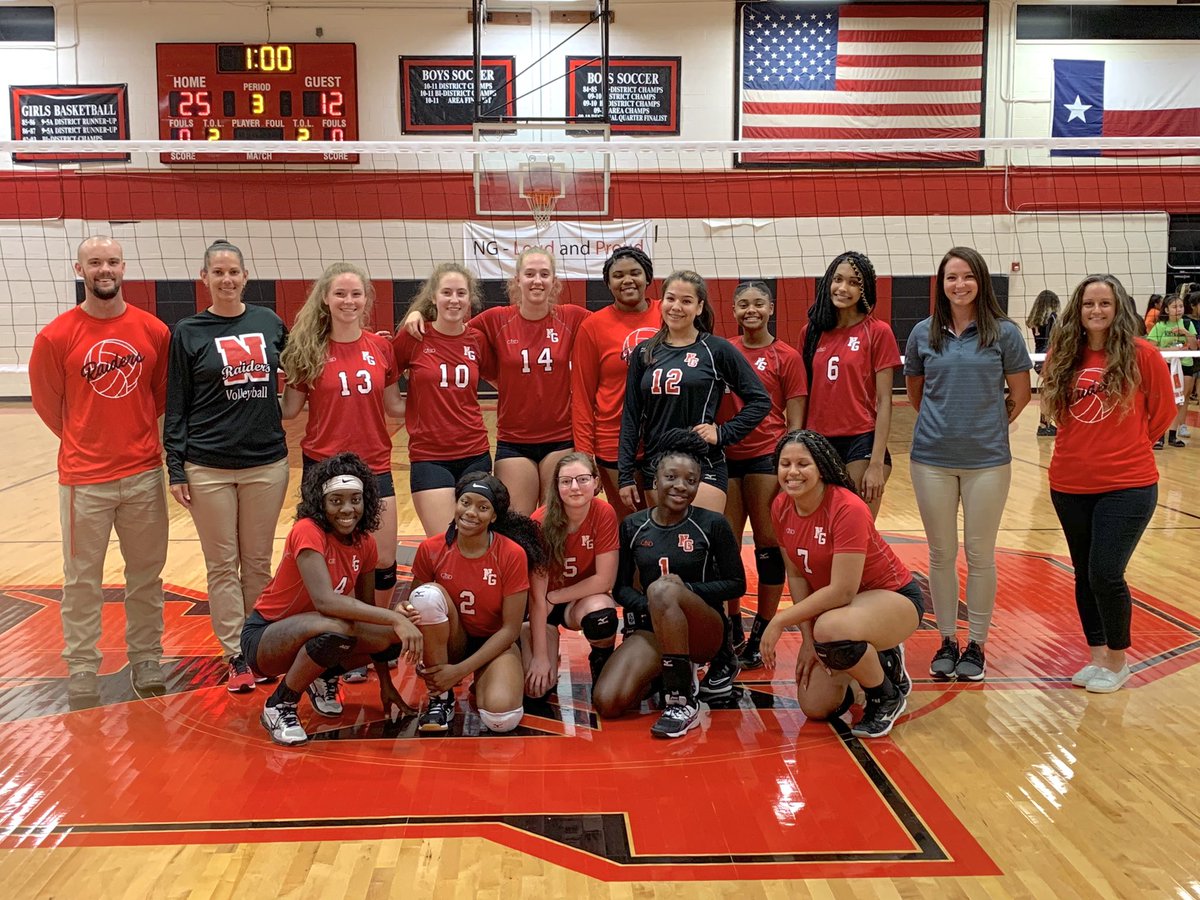 NGVolleyball's tweet photo. Another WIN for your Lady Raider Varsity Volleyball team! Way to SWEEP the bulldogs! ๐ #fourandone #RaiderNation #RaiderVolleyball @CoachGCMartin10 @NGHS_Raiders @ng_ladyraiders https://t.co/HZMmOGXWZx