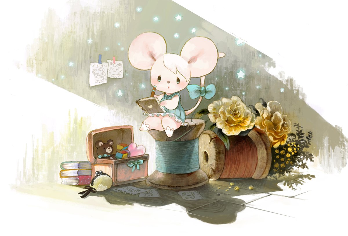 book mouse flower no humans bow tail ornament tail  illustration images