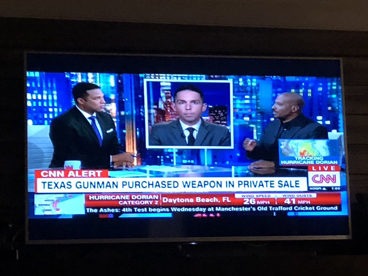 LyndaKinkade's tweet photo. #CNNalert sources reveal Texas gunman who murdered 7 people in #Odessa bought weapon in private sale which does not require a background check. Under federal law he was barred from buying a gun from a store #BackgroundChecks loophole w/ @donlemon @VanJones68 @joshscampbell @cnn https://t.co/r2riMxsQxs