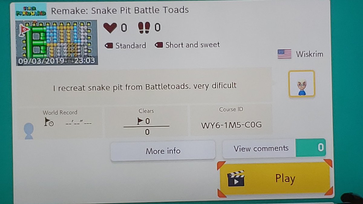 wiskrim's tweet photo. @ryukahr #ryusmm  my second lvl it's a recreation of snake pit from battletoads.  Hope you like it. It was very difficult for me to upload and to create. https://t.co/R0wJYfSxjM