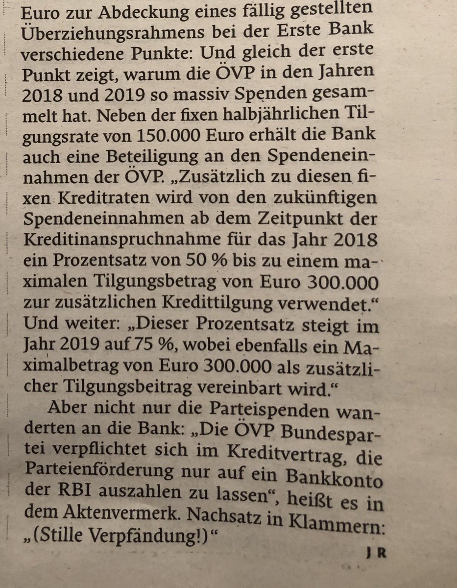 Wait. What?
Die ÖVP tilgt ihre Kredite u.a. mittels Beteiligung der Bank and den Spendeneinnahmen der ÖVP. 

Das erklärt nun einiges.
#oevpfiles #nrw19