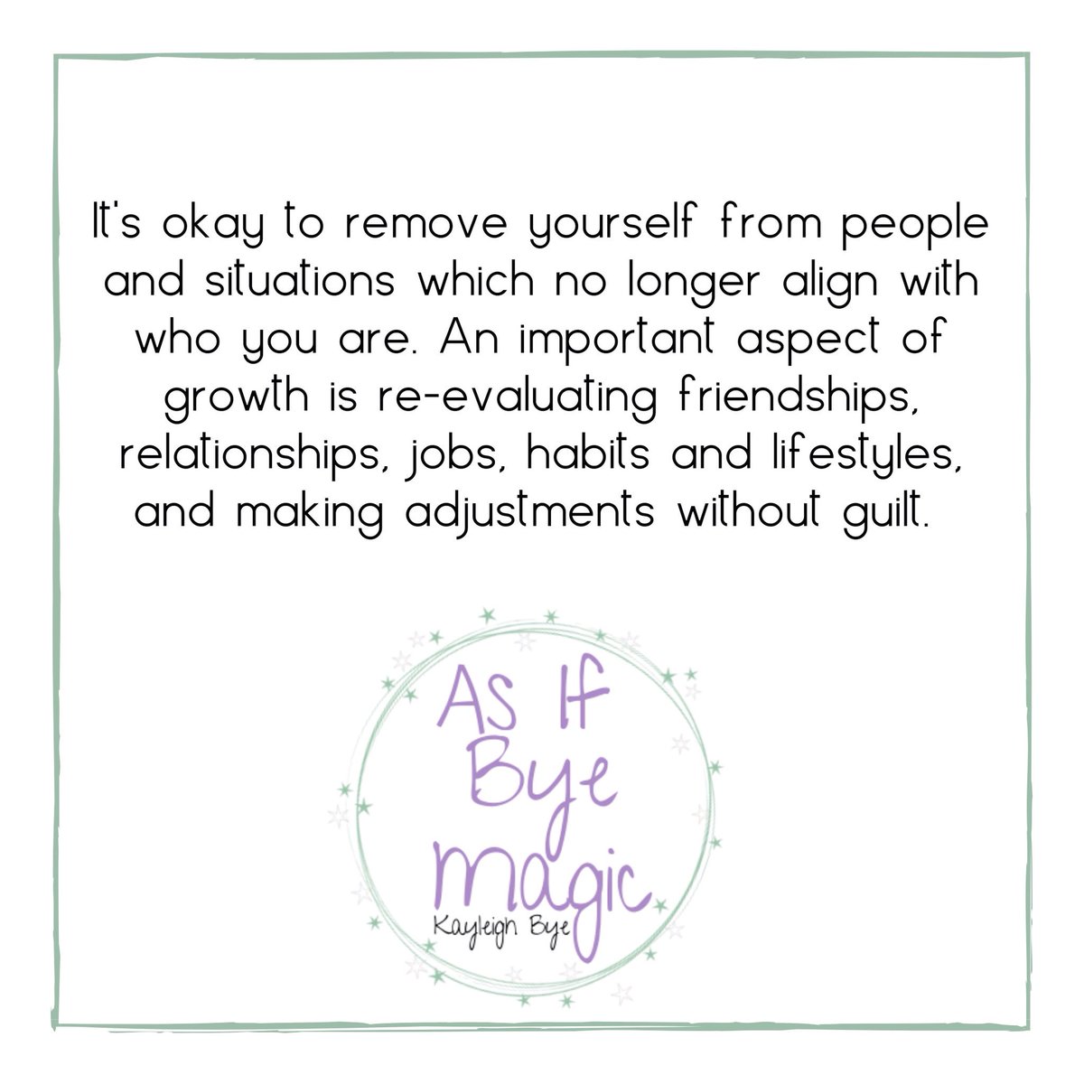 It’s okay to remove yourself from people and situations which no longer align with who you are. An important aspect of growth is re-evaluating friendships, relationships, jobs, habits and lifestyles, and making adjustments without guilt. 

#wednesdaywisdom #wisewordswednesday
