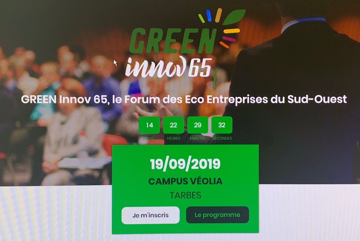 AceleUp's tweet photo. 19 sept: Inscriptions ouvertes #GreenInnov65 #GreenTech ⁦@CrescendoTarbes⁩ 
Info: https://t.co/94VEQas4dx https://t.co/9mLk09UOld