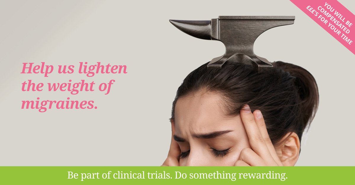 Migraine is a common condition that affects around 1 in every 5 women. Some people have #migraines occasionally, while some suffer from one up to a few times a week.

Clinical trials volunteers required. Visit bit.ly/2ZkzoS2 to learn more.

#migraineawarenessweek