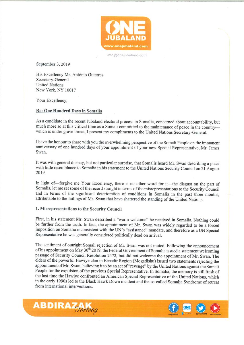 OneJubaland's tweet photo. UN envoy, James Swan dive into chaos: 100 days of #UN failure in #Somalia. 

@antonioguterres @UNDPPA @UN @_AfricanUnion @teddyeugene @Africa_Conf @WorldBankAfrica @USAfricaCommand @BBCAfrica @ReutersAfrica @africaupdates @kemenkhaus https://t.co/QkoJwmwV1W