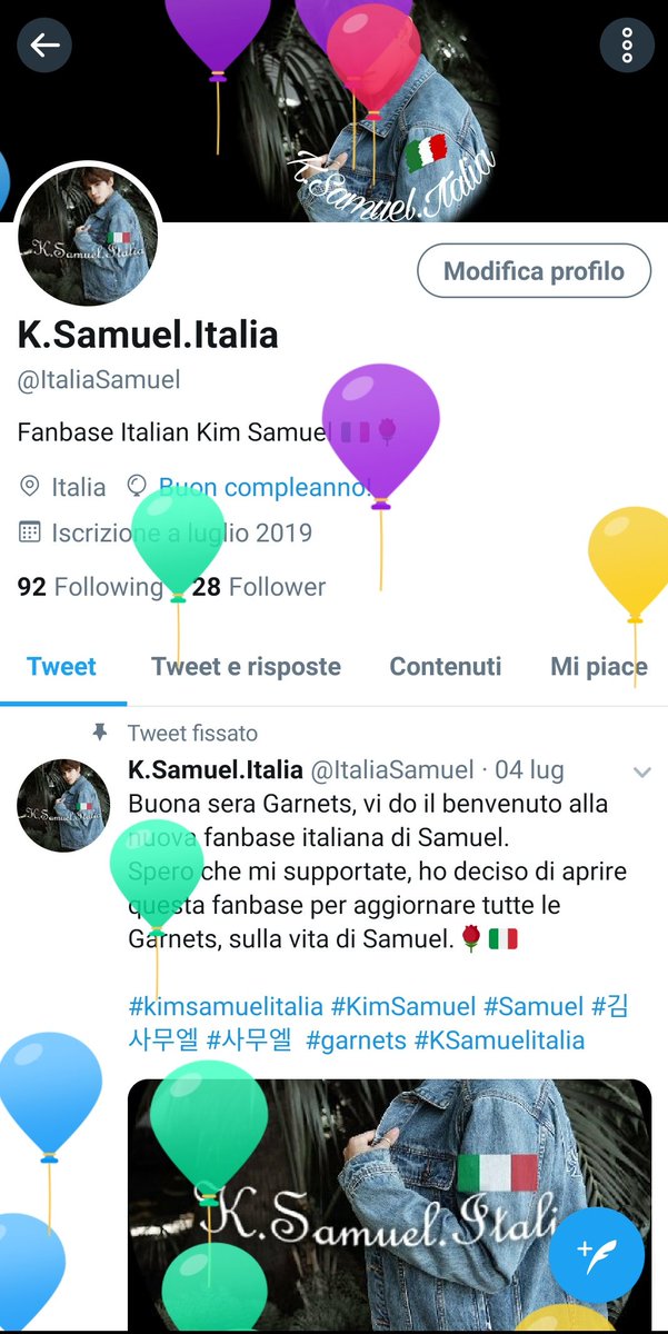 ItaliaSamuel's tweet photo. Happy Birthday ๐ To the admi of the Fanbase of Kim Samuel ๐๐๐๐
@ItaliaSamuel .
#kimsamuelitalia #KimSamuel #Samuel #garnet #kimsamuelitaliaig #kimsamuelitalia_ig #staystrongsamuel #weloveyousamuel #๊น์ฌ๋ฌด์
#์ฌ๋ฌด์ #prettyboy #happybirthday https://t.co/Cw9jrlcA2i