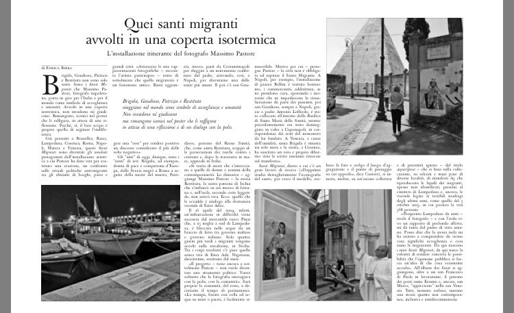 EnricaRiera's tweet photo. Da Lampedusa a Roma fino a Bruxelles. Ecco #santimigranti l'installazione itinerante del fotografo partenopeo Massimo Pastore. Ne scrivo oggi sull'@oss_romano https://t.co/UxtupBRiYc