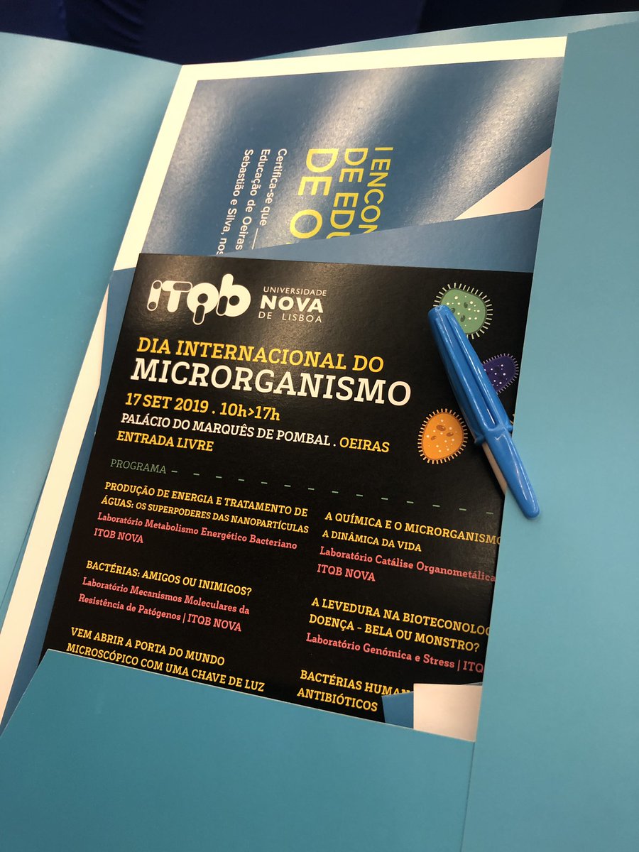 And the flyer for the #InternationalMicroorganismDay Sep 17
👉 buff.ly/2Z8MYXL
organized by #ITQBNOVA, <a href="/MunicipioOeiras/">Município de Oeiras</a>, #IHMT and @IGCiencia is the first thing you see in the material distributed to participants!