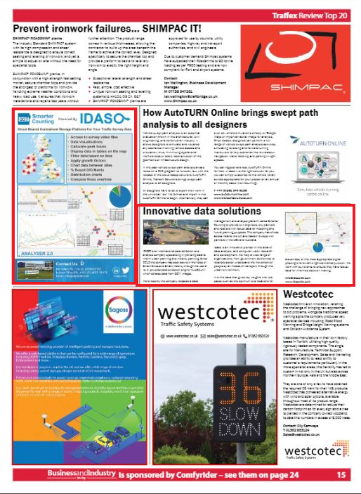 IDASOLtd's tweet photo. IDASO are delighted to be listed in the top 10 companies to exhibit at Traffex 2019. Link to article below, see page 15:  

https://t.co/MV91cKDGtk https://t.co/HFNO53YIgL