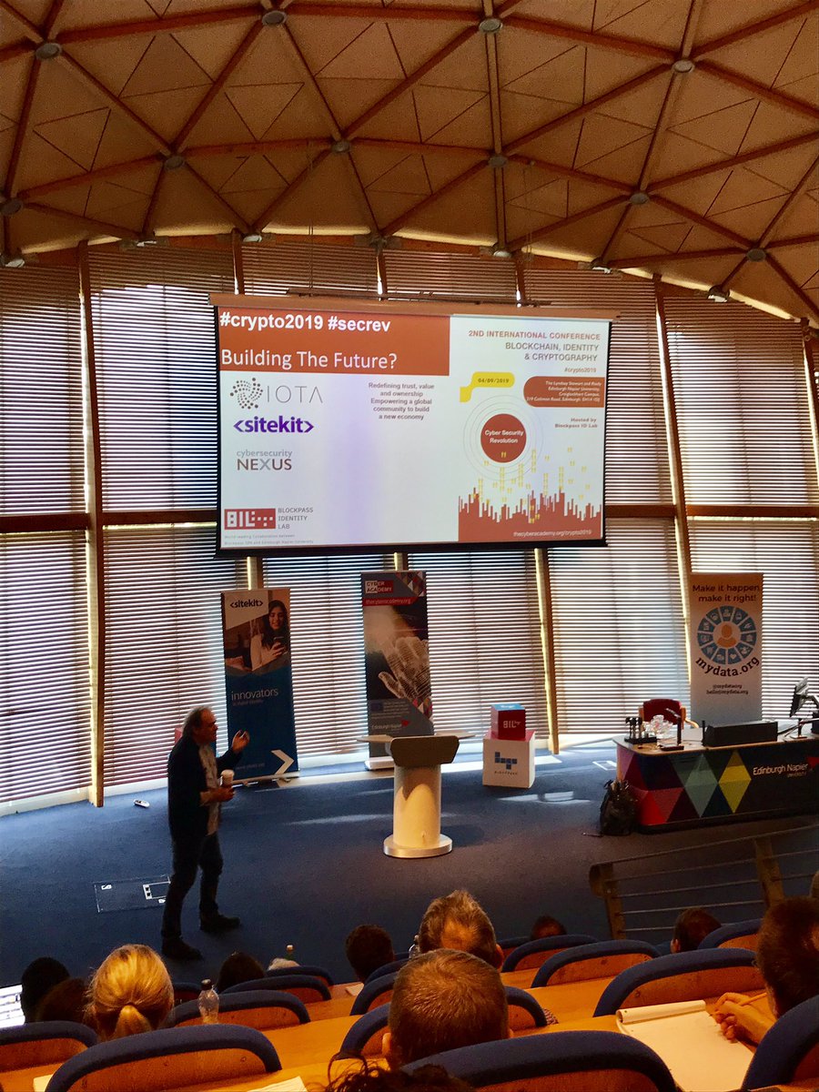 Sitekit's tweet photo. Fantastic lineup of speakers at 2nd International Conference on #Blockchain #Identity and #Cryptography @EdinburghNapier today! #crypto2019 #secrev https://t.co/61a7G7hG1V