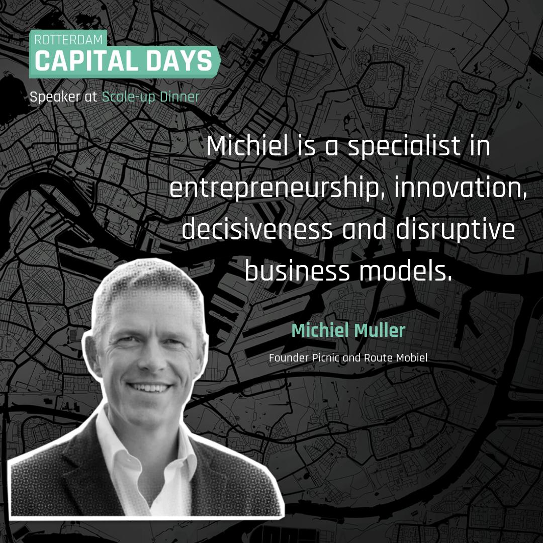 Scale-up dinner is honored to have Michiel Muller, co-founder of Picnic, as a speaker! Michiel Muller founded several companies that were highly disruptive in their market. He is also a member of the advisory board of the Holland Program. Come meet him @ rotterdamcapitaldays.nl