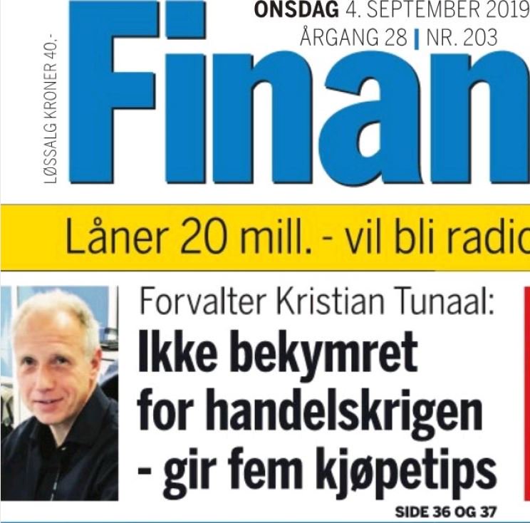 AlfredBergNO's tweet photo. Kristian Tunaal i dagens @Finansavisen. "Forvent mer tvitring fra Trump, men dette er i større grad støy enn substans" https://t.co/TC6IewmH2o