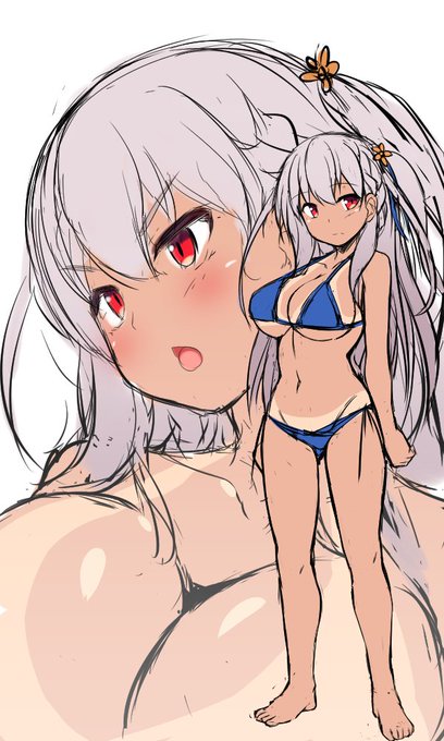 夏コミ新刊限定版特典の子の立ち絵Verです。
二枚目はおまけボテ 