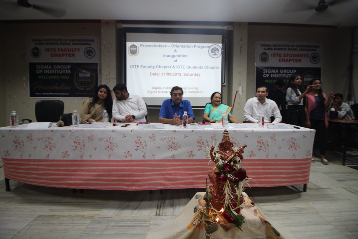 SigmaDegreeEngg's tweet photo. #Praveshotsav -Orientation Program # Inauguration Function of ISTE Chapters # Sigma Institute of Engineering- Vadodara https://t.co/85hZWI38dD