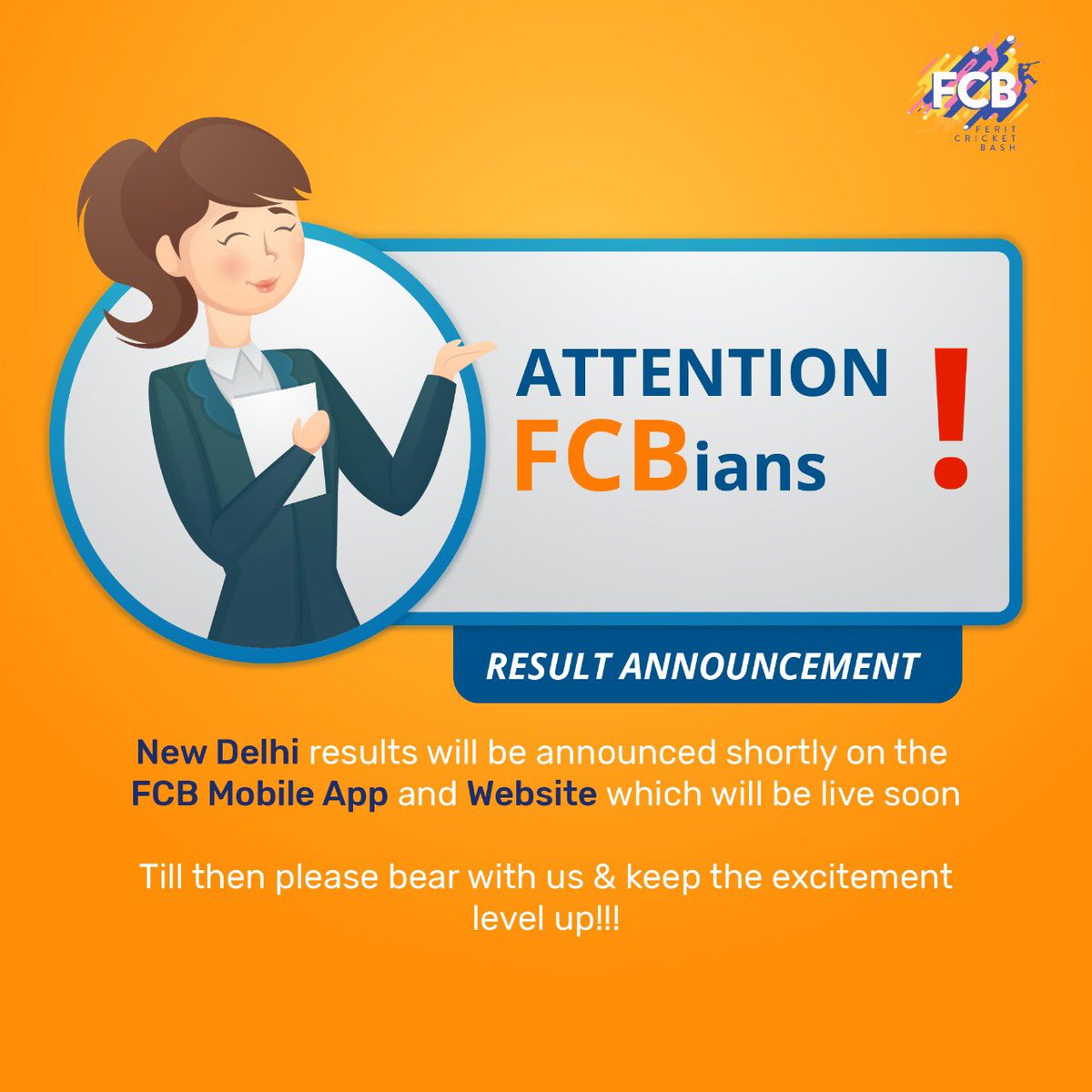 FeritCricBash's tweet photo. #fcbtrials #Cricket #badeziddi #CricketMeriJaan Hello Players !! Delhi results will soon be on the FCB website &amp; Mobile app which will be launched in couple of days.Thanks for your patience &amp; let the excitement continue !!

Team FCB https://t.co/gtkblJ7mZH