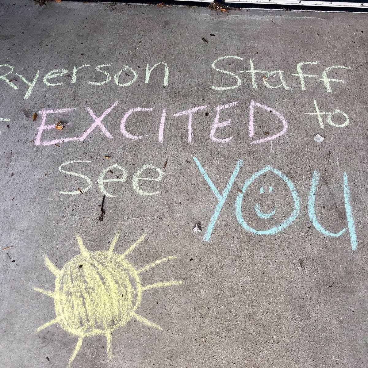 PSschoolshines's tweet photo. Best day of the year tomorrow when we welcome our students for a fresh new year! We hope they like our welcome back messages! #RyersonShines #PTBacktoSchool #connectionmatters #freshstarteveryday https://t.co/CezhrQfBm0