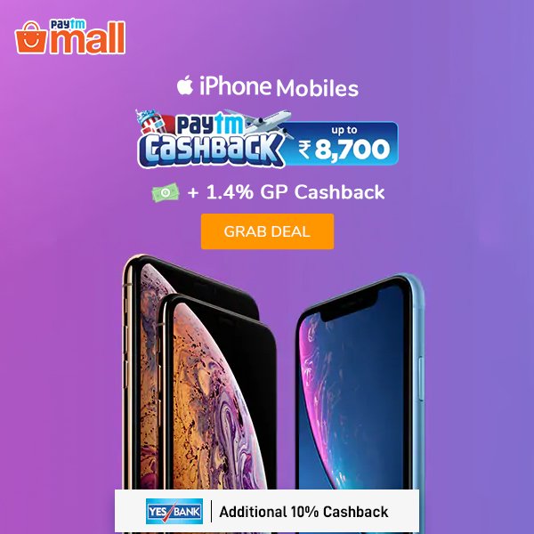 GoPaisaCom's tweet photo. Paytm iPhone Sale: Upto Rs. 8700 Paytm Cashback + 10% Yes Bank Cashback + 1.4% GoPaisa Cashback.

Grab the Deal - https://t.co/vZKIpaJ70Y

#PaytmiPhoneSale #GoPaisaOffers #GoPaisaDeals #GPOffers #GPDeals https://t.co/BRmA4PflnH