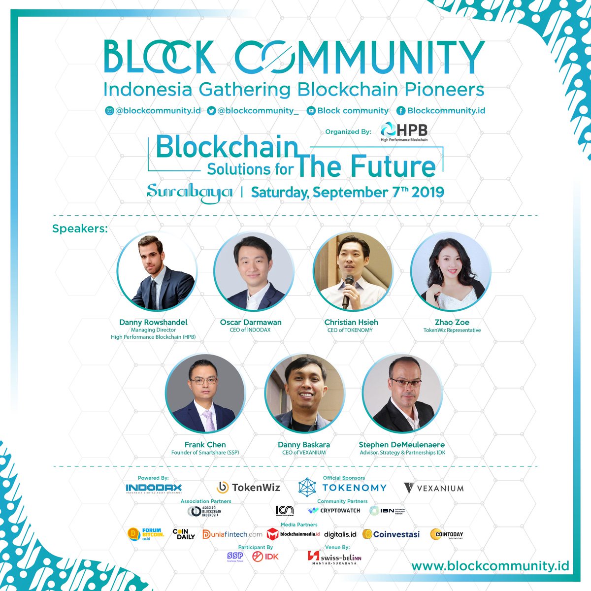 indodax's tweet photo. Hey, 3 hari lagi akan ada acara @blockcommunity.id
Yuk datang dan ramaikan, ajak teman-temanmu supaya mereka tahu informasi mengenai Blockchain.
Informasi selengkapnya https://t.co/Q8oB5Pjqec
#indodax #blockcommunity #surabaya #event https://t.co/LQo5jMIfCD