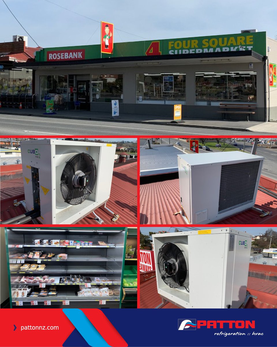 PattonLtd's tweet photo. SCM Frigo CUBO2 Smart Transcritical CO2 Condensing Unit installed at the Four Square Supermarket in Balclutha, New Zealand.
Thanks also to Coollogic and Interfrige for a successful CO2 project.
#PattonNZ
#SCMFrigo
#GoNatRefs
#co2
#cubo2Smart https://t.co/81OvHBAhQ0