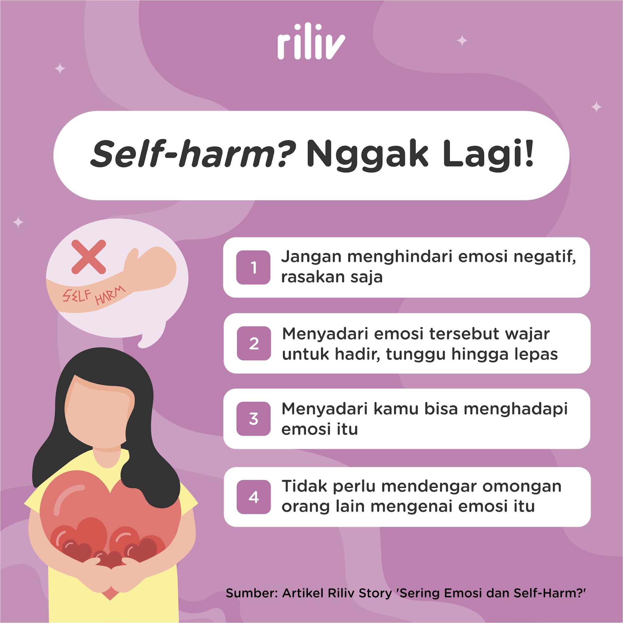 Riliv No Twitter Jika Ini Terjadi Pada Kamu Atau Temanmu Self Harm Muncul Karena Kamu Kesulitan Mengelola Emosi Dan Melampiaskannya Beberapa Orang Merasa Lega Karena Rasa Sakit Yang Nyata Terasa Lebih Melegakan Self Harm