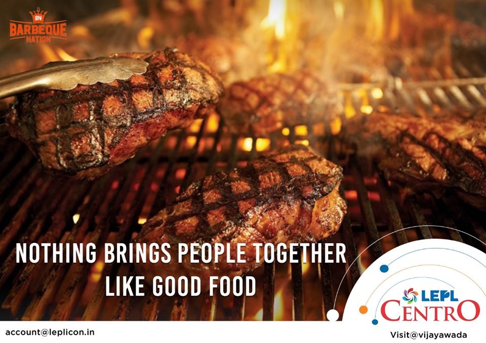 leplcentro's tweet photo. Nothing brings people together like "GOOD FOOD".

Don't miss this extremely delicious food at Barbeque Nation in LEPL Centro, #Vijayawada.

#barbequenation #chicken #grillchicken #barbeque #yummy #spicy #grilledchicken #yum #tasty https://t.co/H5rLXiCiCj