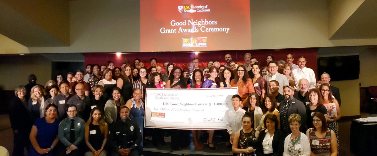 USCCivicEngage's tweet photo. Congratulations to all the 2019 grant recipients and university partners! 25 years and over $25 million awarded in local community grants to date! Thank you USC staff, faculty and volunteers for your commitment and dedication #USCGNC #USCGoodNeighbors #CommunityCounts @USC https://t.co/FvPvXrHIVq